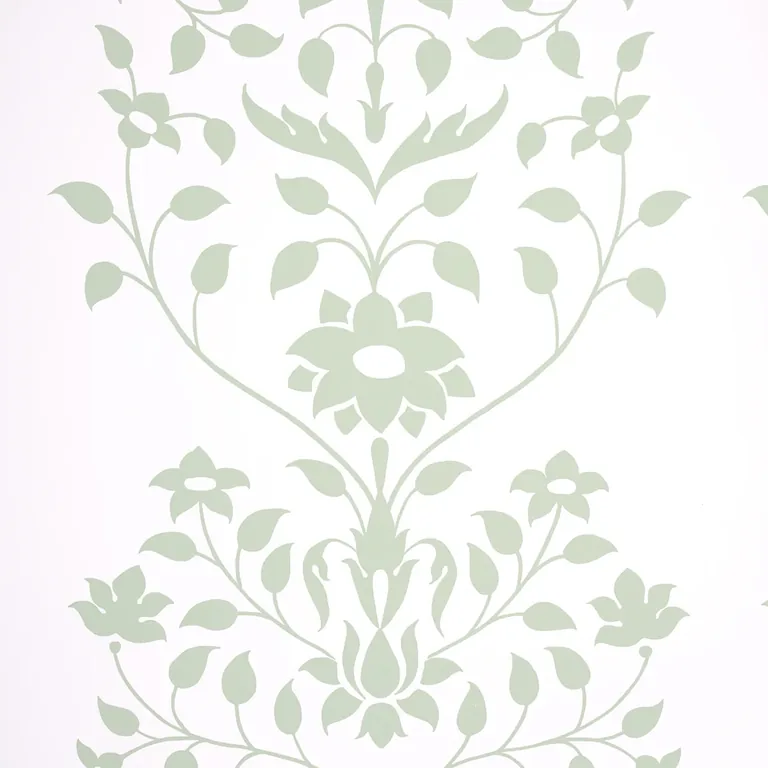Schumacher JAIPUR MUGHAL FLOWER wallpaper, color GREEN, SKU 5014461