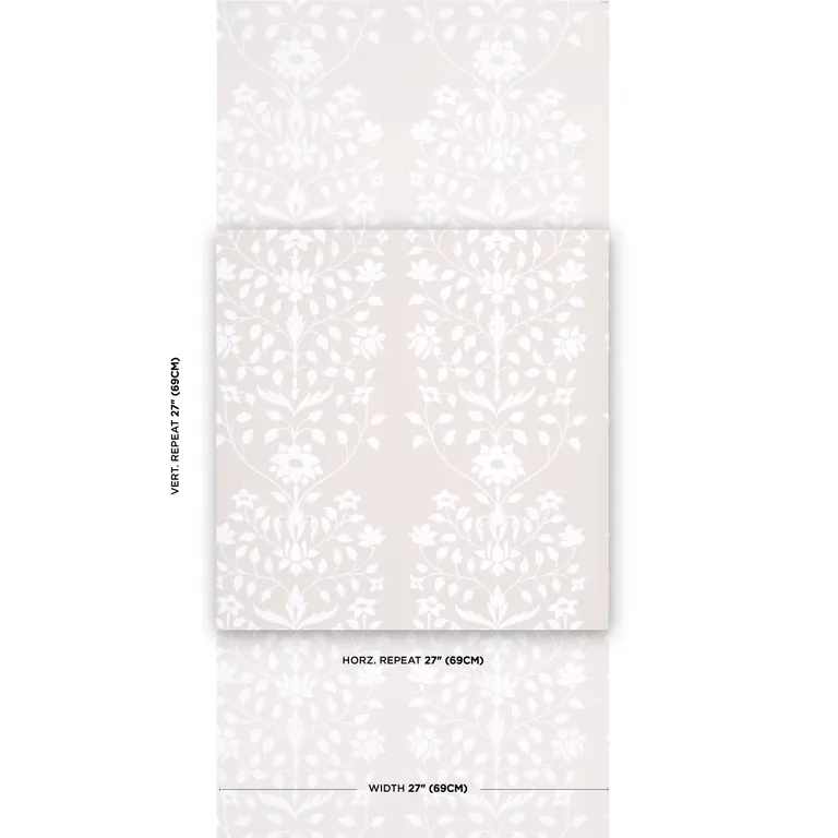 Schumacher JAIPUR MUGHAL FLOWER wallpaper, color NEUTRAL, SKU 5014462
