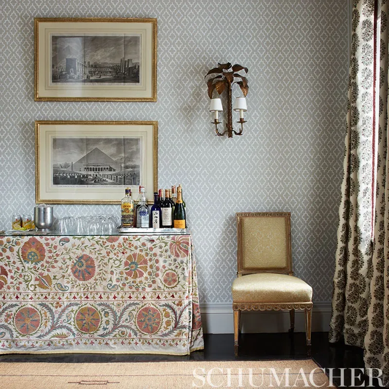 JAKE ORPINGTON BLUE Schumacher Wallpaper wallpaper - SKU 5009860