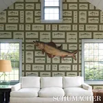 JAMIE'S TROPHIES SISAL FOREST GREEN Schumacher Wallpaper wallpaper - SKU 5017000