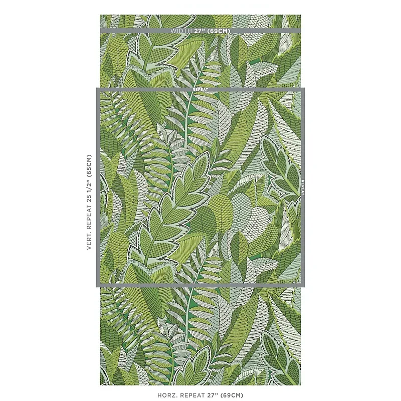 JAPURA FOREST GREEN Schumacher Wallpaper wallpaper - SKU 5012661