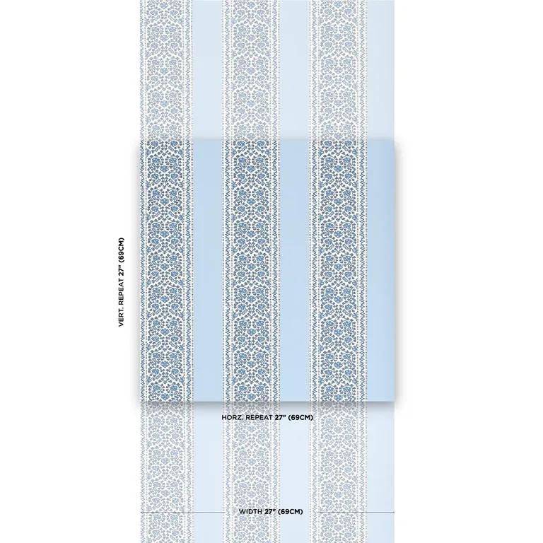 Schumacher JASMINE wallpaper, color INDIGO, SKU 5014340