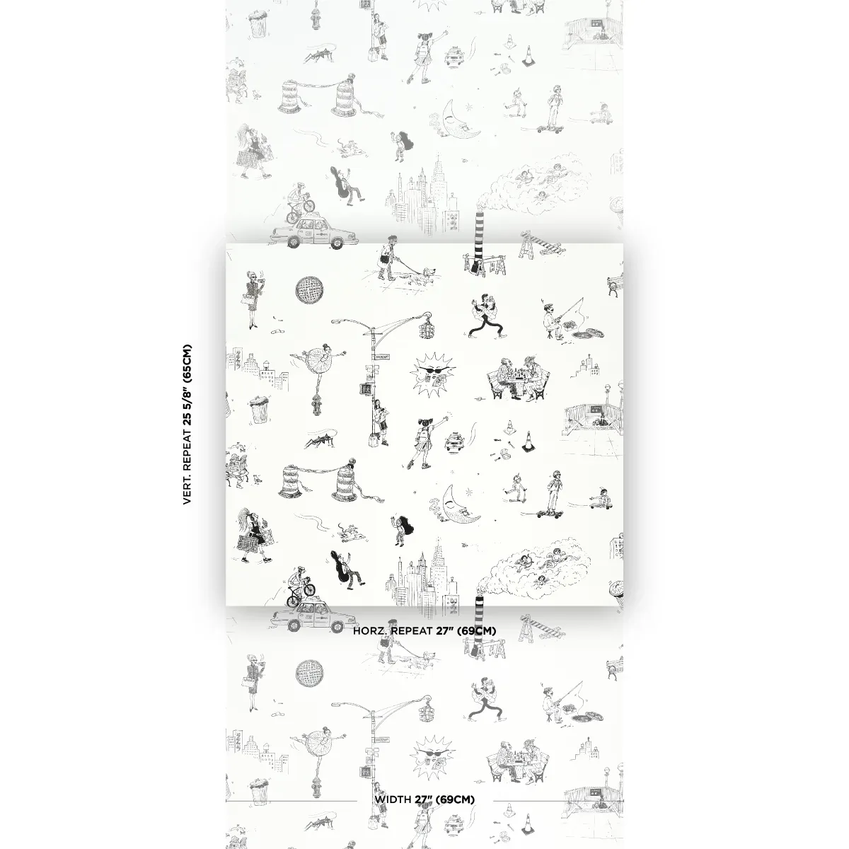 JOANA AVILLEZ'S STREET SCENES BLACK & WHITE Schumacher Wallpaper wallpaper - SKU 5016171