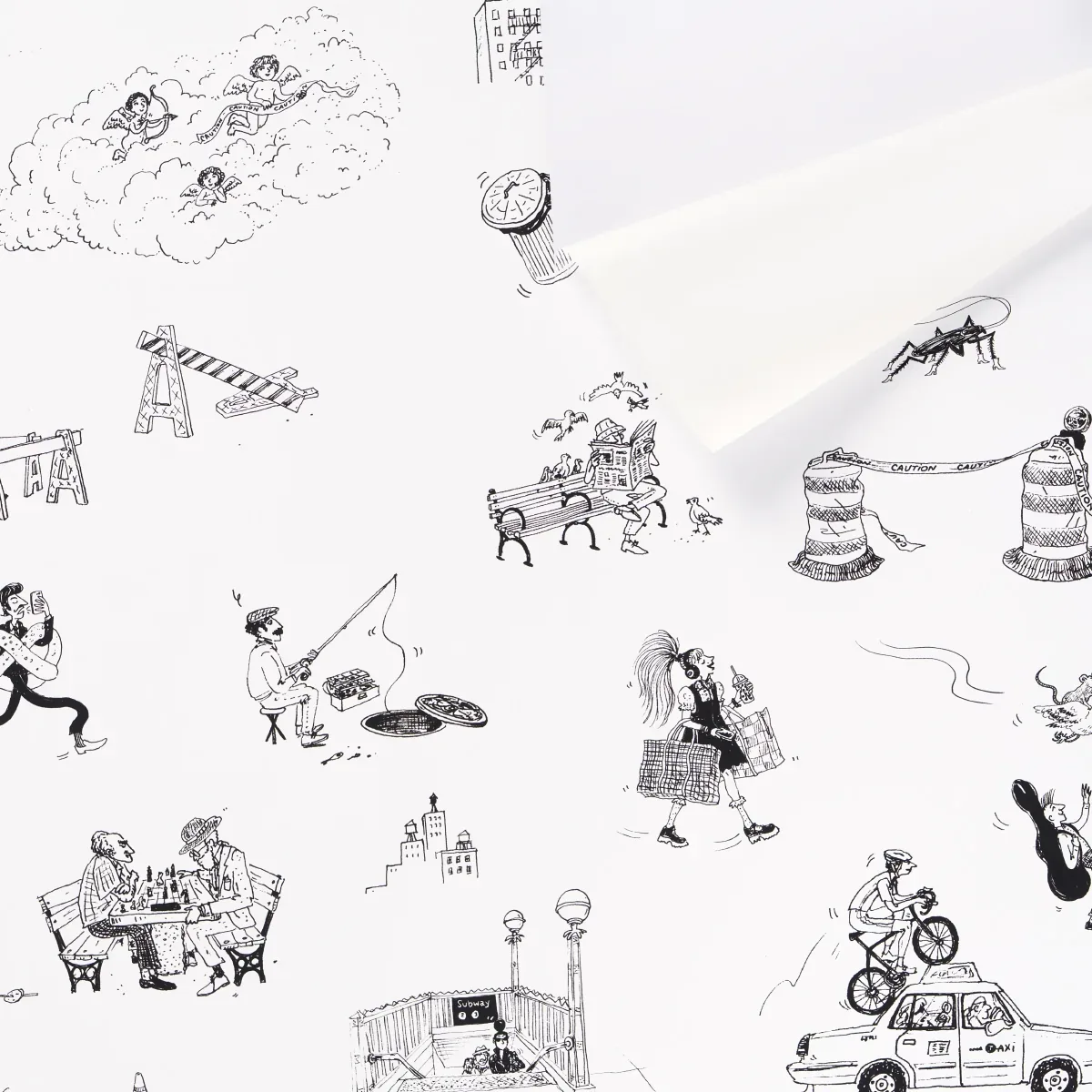 JOANA AVILLEZ'S STREET SCENES BLACK & WHITE Schumacher Wallpaper wallpaper - SKU 5016171
