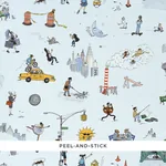 JOANA AVILLEZ'S STREET SCENES - MULTICOLOR ON SKY BLUE Schum JOANA AVILLEZ'S STREET SCENES MULTICOLOR ON SKY BLUE Schumacher Wallpaper wallpaper - SKU 5016172