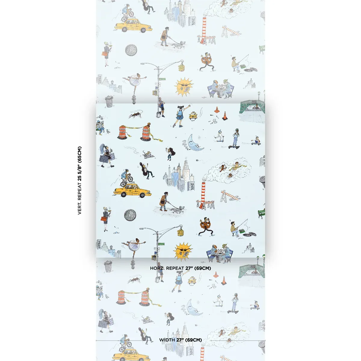 JOANA AVILLEZ'S STREET SCENES - MULTICOLOR ON SKY BLUE Schum JOANA AVILLEZ'S STREET SCENES MULTICOLOR ON SKY BLUE Schumacher Wallpaper wallpaper - SKU 5016172