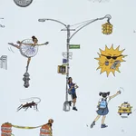 JOANA AVILLEZ'S STREET SCENES - MULTICOLOR ON SKY BLUE Schum JOANA AVILLEZ'S STREET SCENES MULTICOLOR ON SKY BLUE Schumacher Wallpaper wallpaper - SKU 5016172