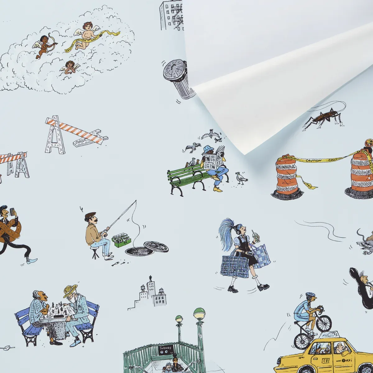 JOANA AVILLEZ'S STREET SCENES - MULTICOLOR ON SKY BLUE Schum JOANA AVILLEZ'S STREET SCENES MULTICOLOR ON SKY BLUE Schumacher Wallpaper wallpaper - SKU 5016172