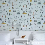 JOANA AVILLEZ'S STREET SCENES - MULTICOLOR ON SKY BLUE Schum JOANA AVILLEZ'S STREET SCENES MULTICOLOR ON SKY BLUE Schumacher Wallpaper wallpaper - SKU 5016172