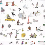 JOANA AVILLEZ'S STREET SCENES MULTICOLOR ON WHITE Schumacher Wallpaper wallpaper - SKU 5016170