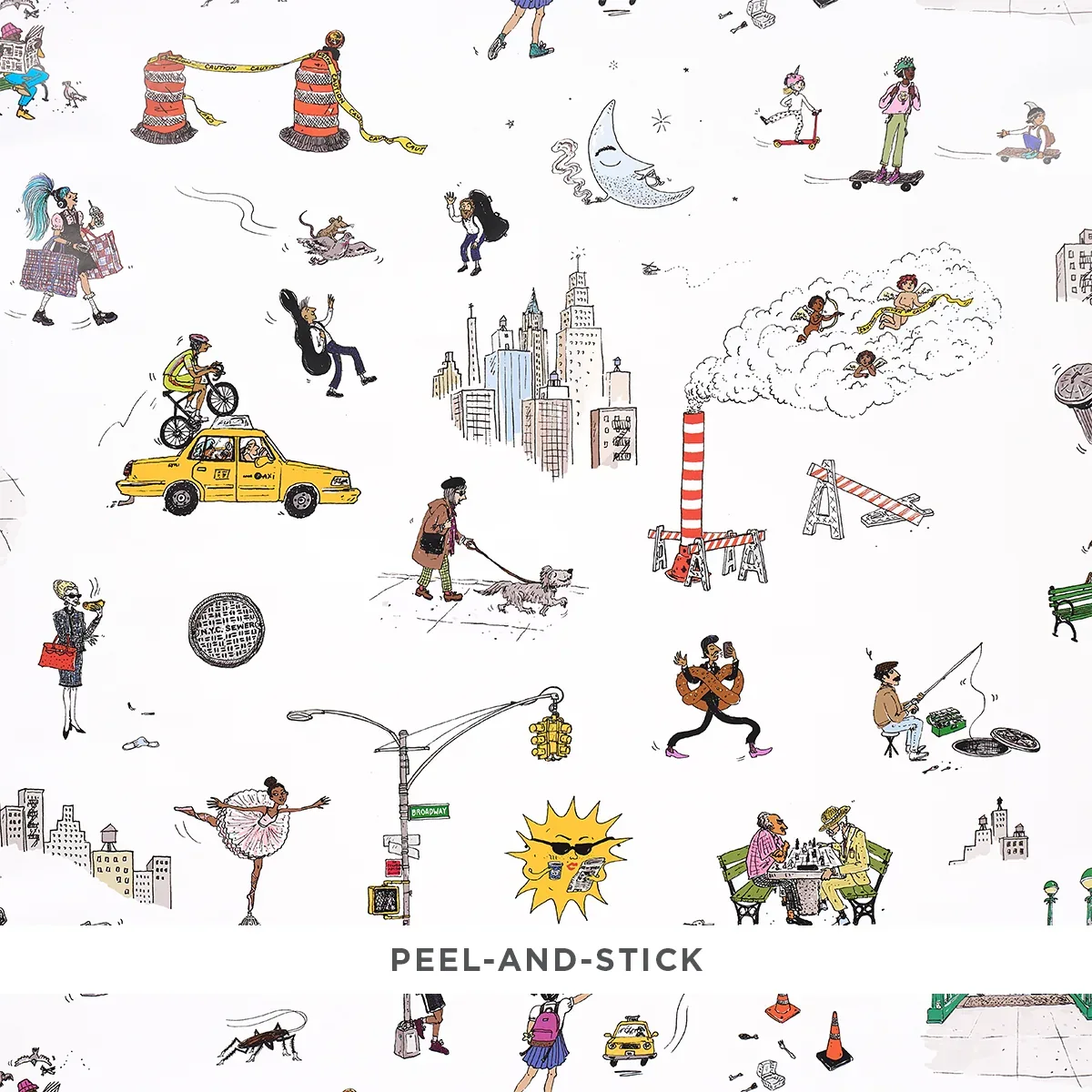 JOANA AVILLEZ'S STREET SCENES MULTICOLOR ON WHITE Schumacher Wallpaper wallpaper - SKU 5016170