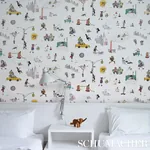 JOANA AVILLEZ'S STREET SCENES MULTICOLOR ON WHITE Schumacher Wallpaper wallpaper - SKU 5016170