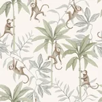JUNGLE FRIENDS COCOA AND SAGE Schumacher Wallpaper wallpaper - SKU 6936
