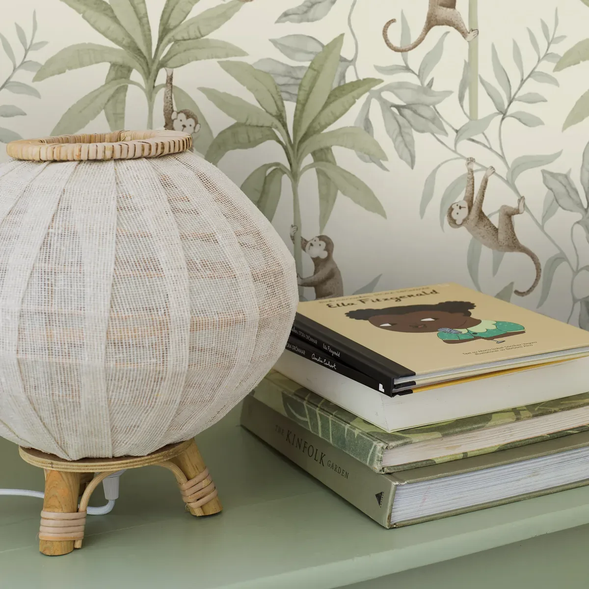 JUNGLE FRIENDS COCOA AND SAGE Schumacher Wallpaper wallpaper - SKU 6936