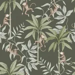 JUNGLE FRIENDS PEWTER GREEN Schumacher Wallpaper wallpaper - SKU 6935
