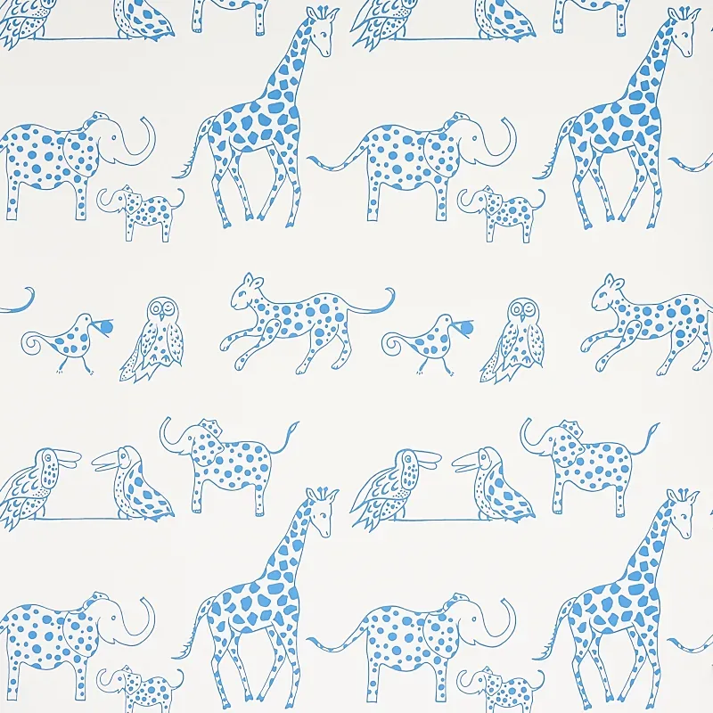 JUNGLE JUBILEE BLUE Schumacher Wallpaper wallpaper - SKU 5012470