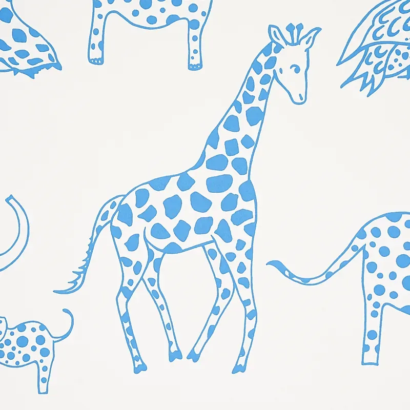 Schumacher JUNGLE JUBILEE - BLUE Wallpaper | Buy Online Schumacher JUNGLE JUBILEE wallpaper, color BLUE, SKU 5012470