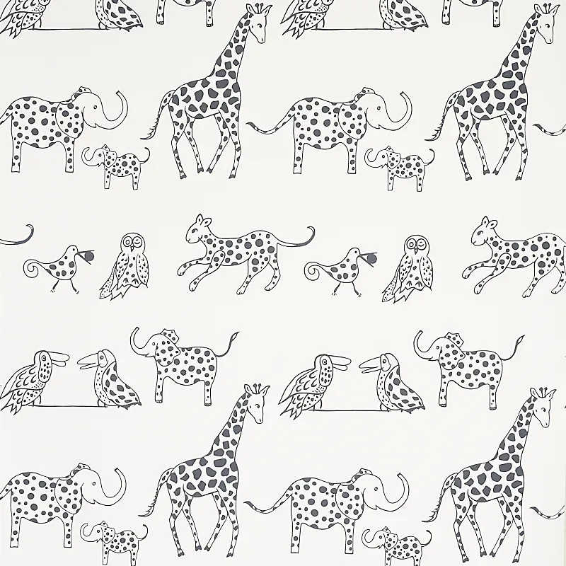 JUNGLE JUBILEE CHARCOAL Schumacher Wallpaper wallpaper - SKU 5012471