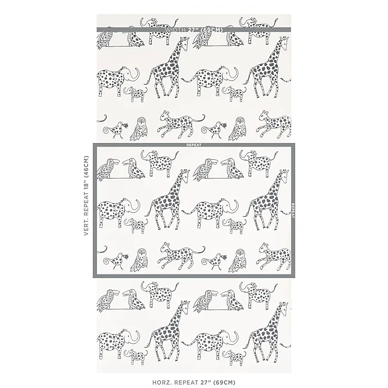 JUNGLE JUBILEE CHARCOAL Schumacher Wallpaper wallpaper - SKU 5012471