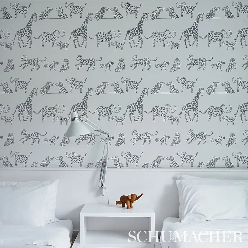JUNGLE JUBILEE CHARCOAL Schumacher Wallpaper wallpaper - SKU 5012471