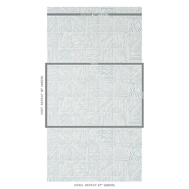 KATAMA BLUE ON IVORY Schumacher Wallpaper wallpaper - SKU 5012421