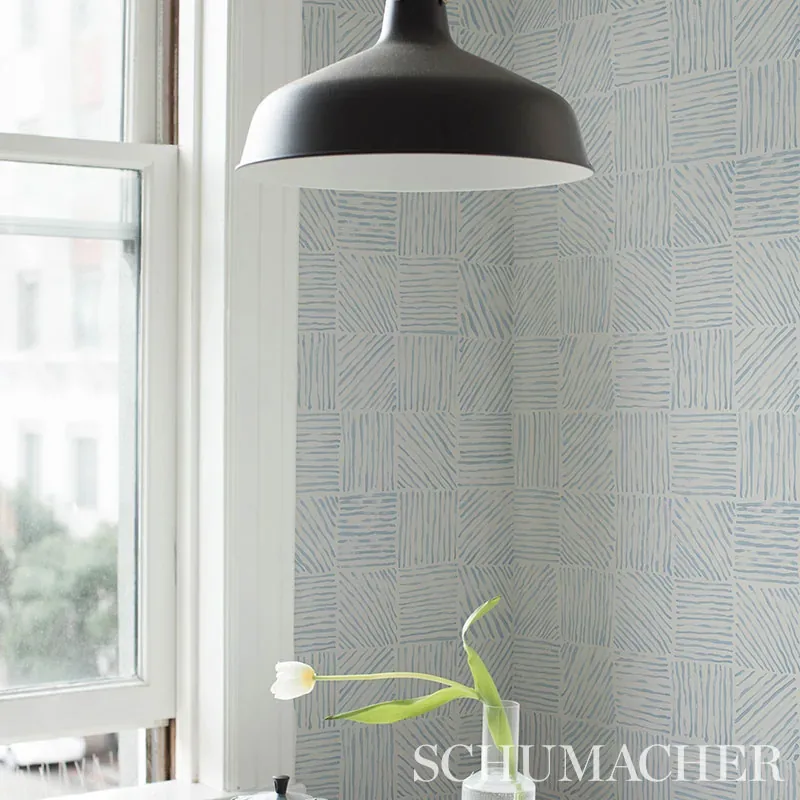 KATAMA BLUE ON IVORY Schumacher Wallpaper wallpaper - SKU 5012421