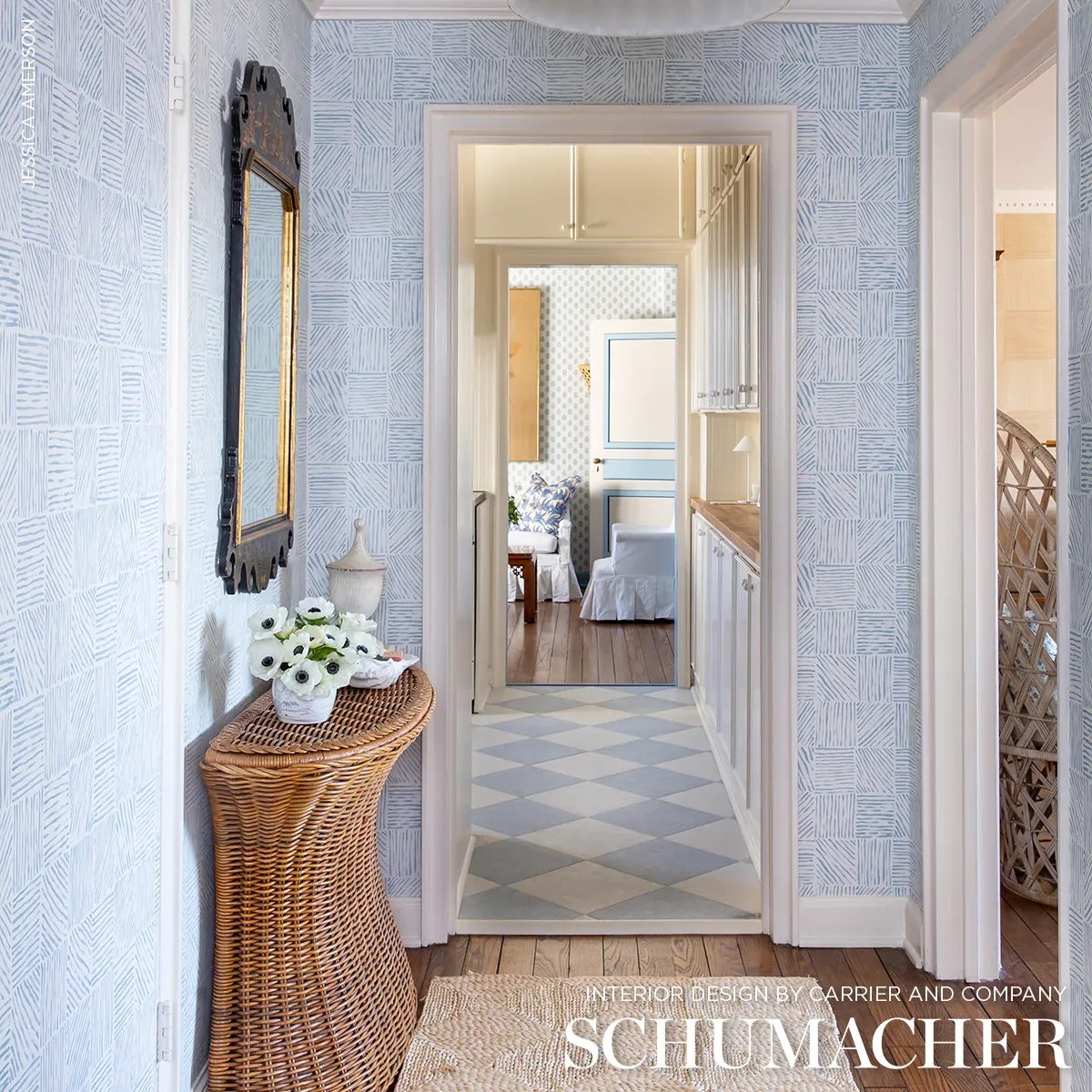 KATAMA BLUE ON IVORY Schumacher Wallpaper wallpaper - SKU 5012421