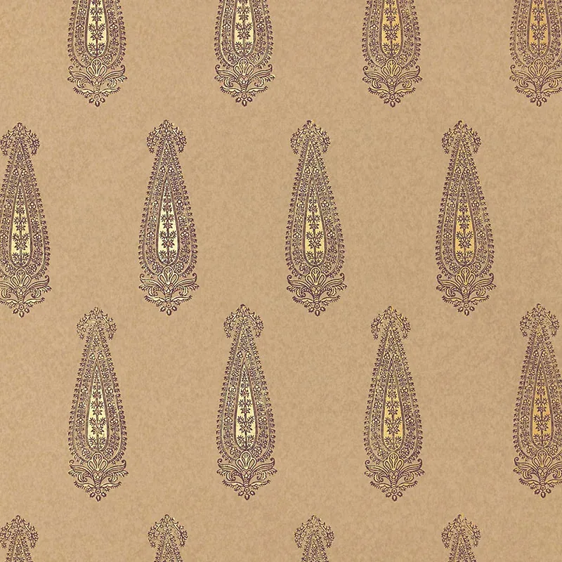 KATARA PAISLEY AUBERGINE & GILT Schumacher Wallpaper wallpaper - SKU 5005333