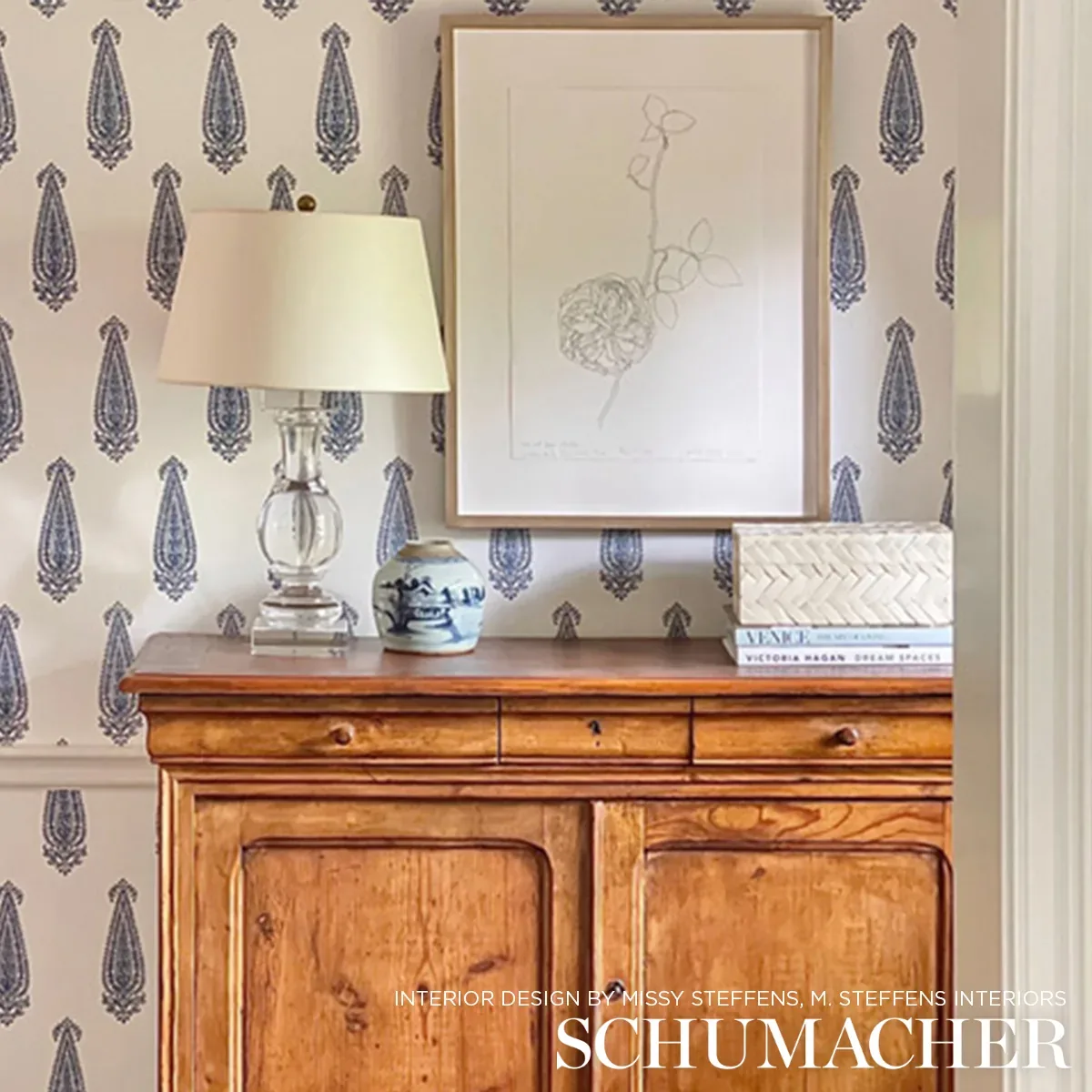 KATARA PAISLEY DELFT Schumacher Wallpaper wallpaper - SKU 5005331