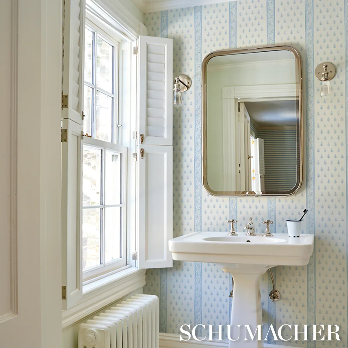 KATSURA STRIPE II CHAMBRAY Schumacher Wallpaper wallpaper - SKU 5015230