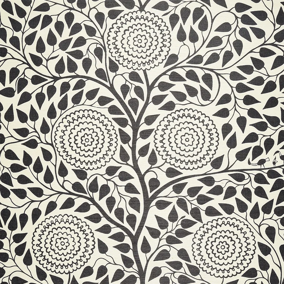 KAYON SISAL PANEL BLACK Schumacher Wallpaper wallpaper - SKU 5013723