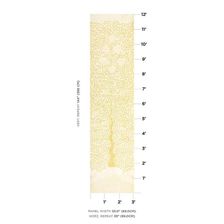 Schumacher KAYON SISAL PANEL wallpaper, color SOFT YELLOW, SKU 5013722