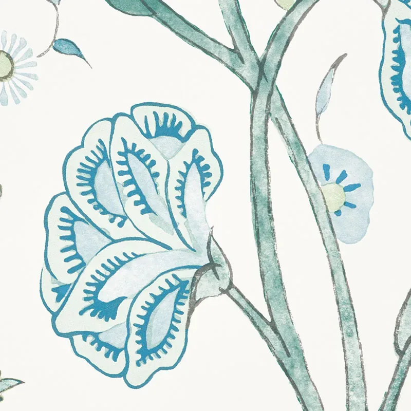 KHILANA FLORAL - PEACOCK Schumacher Wallpaper | Wallpaper Tw KHILANA FLORAL PEACOCK Schumacher Wallpaper wallpaper - SKU 5009952