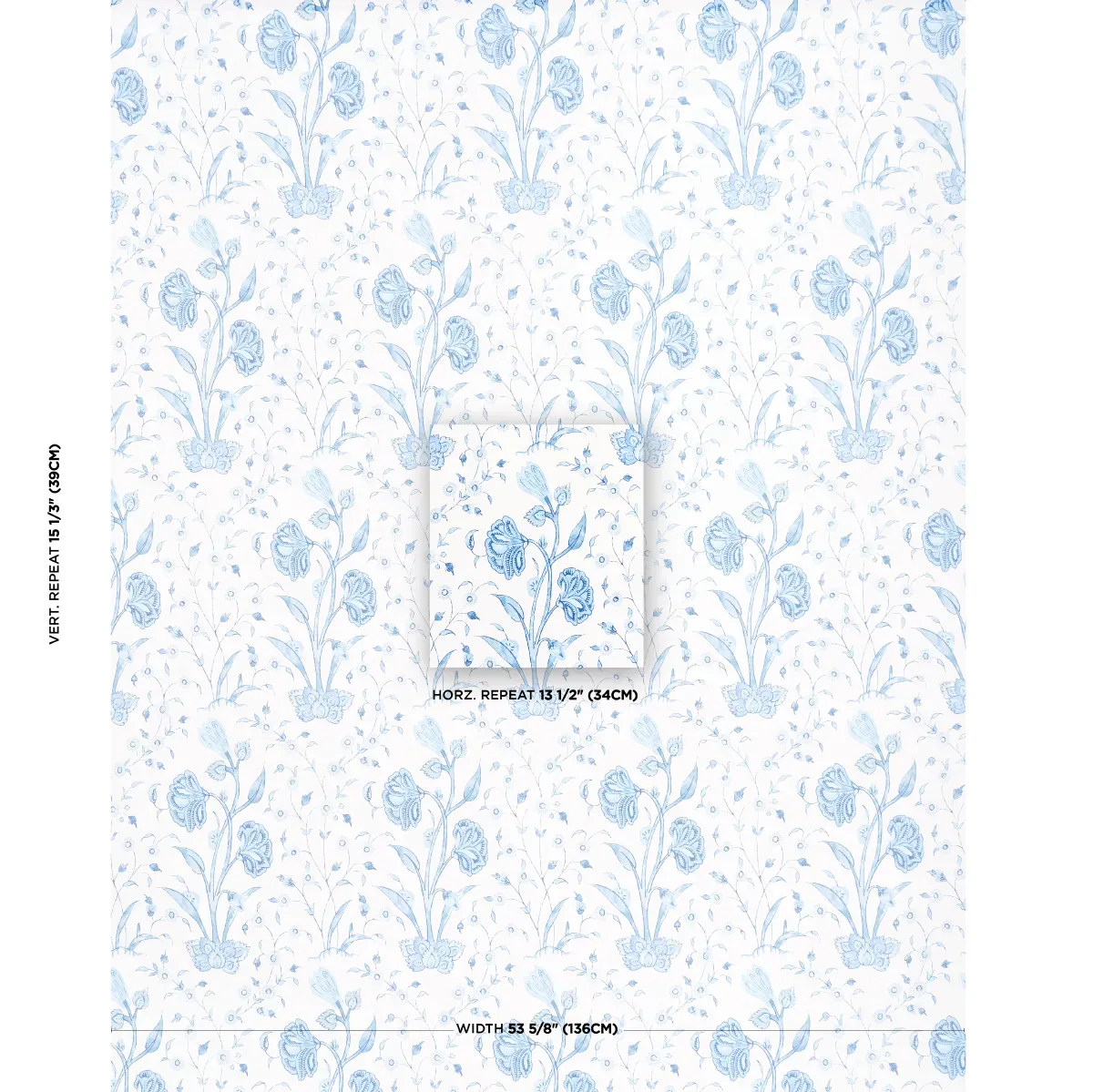 KHILANA FLORAL - PORCELAIN Schumacher Wallpaper | Wallpaper KHILANA FLORAL PORCELAIN Schumacher Wallpaper wallpaper - SKU 5009955