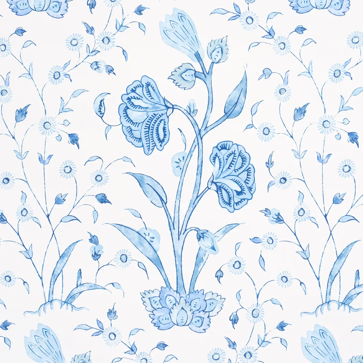 KHILANA FLORAL - PORCELAIN Schumacher Wallpaper | Wallpaper KHILANA FLORAL PORCELAIN Schumacher Wallpaper wallpaper - SKU 5009955