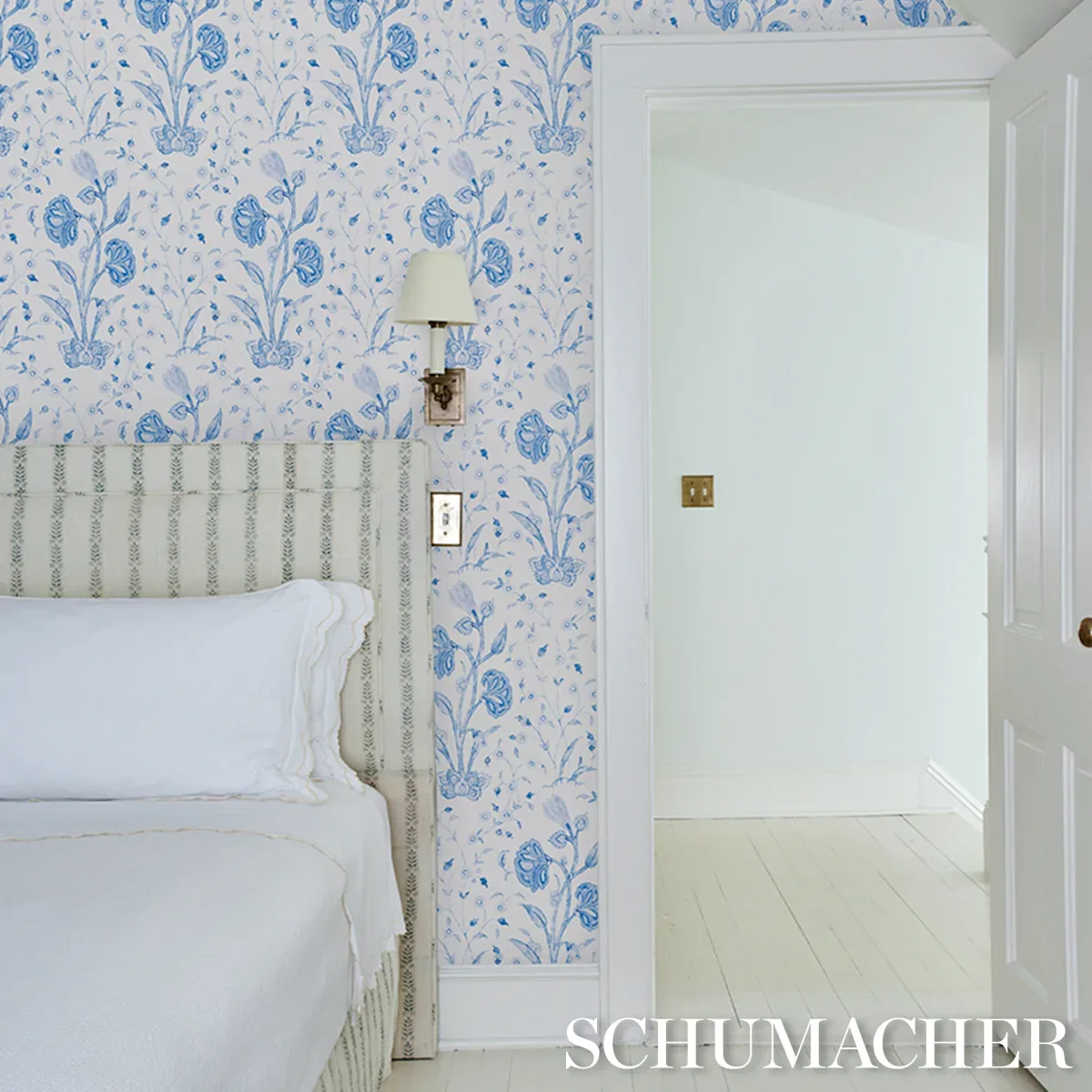 KHILANA FLORAL - PORCELAIN Schumacher Wallpaper | Wallpaper KHILANA FLORAL PORCELAIN Schumacher Wallpaper wallpaper - SKU 5009955
