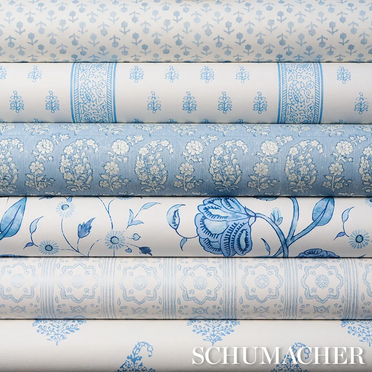 KHILANA FLORAL - PORCELAIN Schumacher Wallpaper | Wallpaper KHILANA FLORAL PORCELAIN Schumacher Wallpaper wallpaper - SKU 5009955