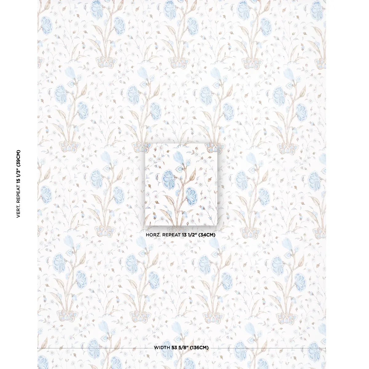 KHILANA FLORAL - SKY Schumacher Wallpaper | Wallpaper Twins KHILANA FLORAL SKY Schumacher Wallpaper wallpaper - SKU 5009956