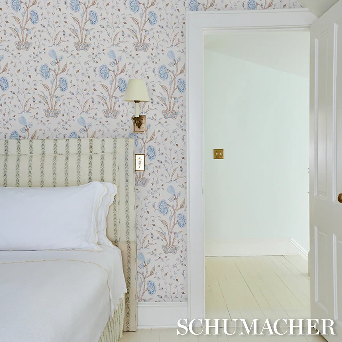 KHILANA FLORAL - SKY Schumacher Wallpaper | Wallpaper Twins KHILANA FLORAL SKY Schumacher Wallpaper wallpaper - SKU 5009956
