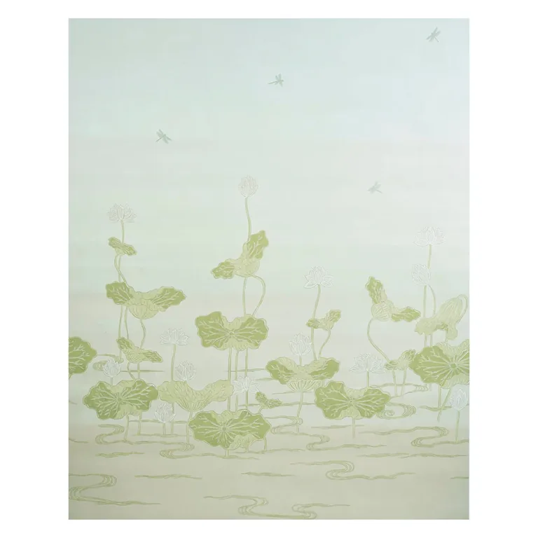 Schumacher KIREINA LOTUS PANEL SET wallpaper, color WHITE IVORY, SKU 5011691