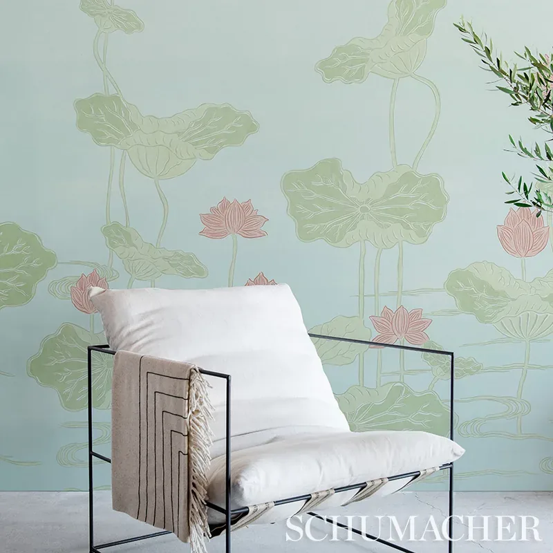 KIREINA LOTUS PANEL SET - WHITE IVORY Schumacher Wallpaper | KIREINA LOTUS PANEL SET WHITE IVORY Schumacher Wallpaper wallpaper - SKU 5011691
