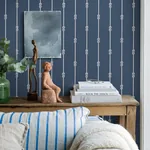 KNOT STRIPE NAVY Schumacher Wallpaper wallpaper - SKU 8858