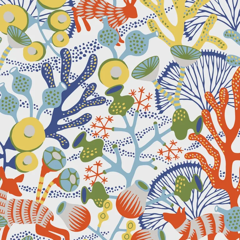 Schumacher KORALLÄNG wallpaper, color IVORY MULTI, SKU 1462