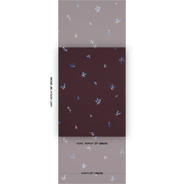 Schumacher LA BELLE wallpaper, color WARM PURPLE, SKU 5017512