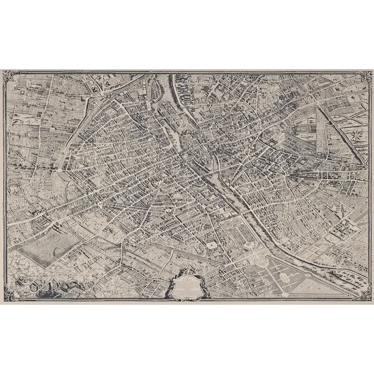 Schumacher LA CITE PANEL SET wallpaper, color EBONY ON CREAM, SKU 511450