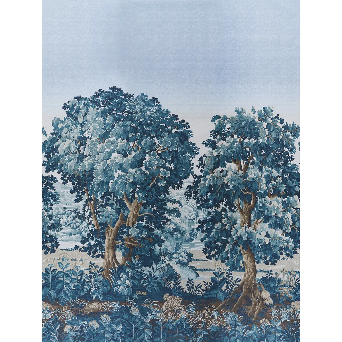 LA FORÊT 3 PANEL SET ANTIQUE BLUE FOREST Schumacher Wallpaper wallpaper - SKU 5016822