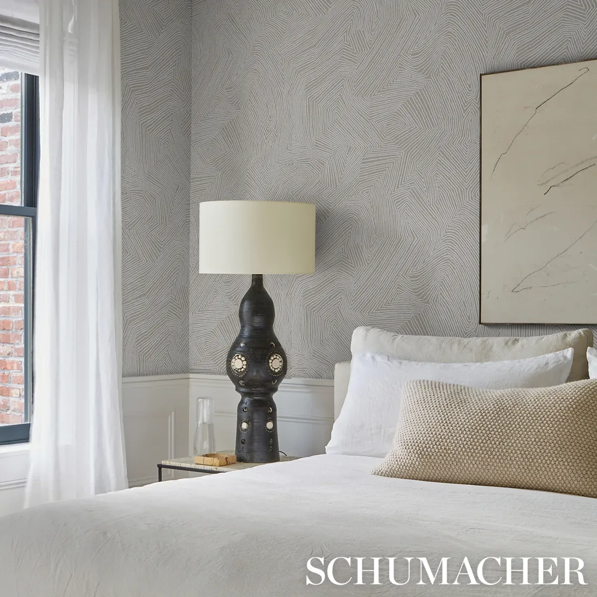 LABYRINTH GRAND - SOFT SILVER Schumacher Wallpaper | Wallpap LABYRINTH GRAND SOFT SILVER Schumacher Wallpaper wallpaper - SKU 5015432