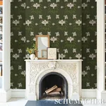 LADY LILITH OLIVE Schumacher Wallpaper wallpaper - SKU 5017380
