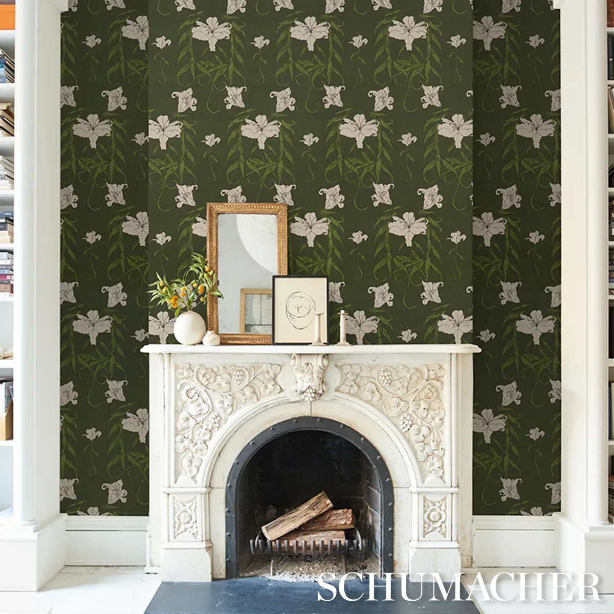 LADY LILITH OLIVE Schumacher Wallpaper wallpaper - SKU 5017380