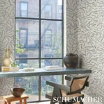 LEAF BLOOM - CHARCOAL Schumacher Wallpaper | Wallpaper Twins LEAF BLOOM CHARCOAL Schumacher Wallpaper wallpaper - SKU 5016390